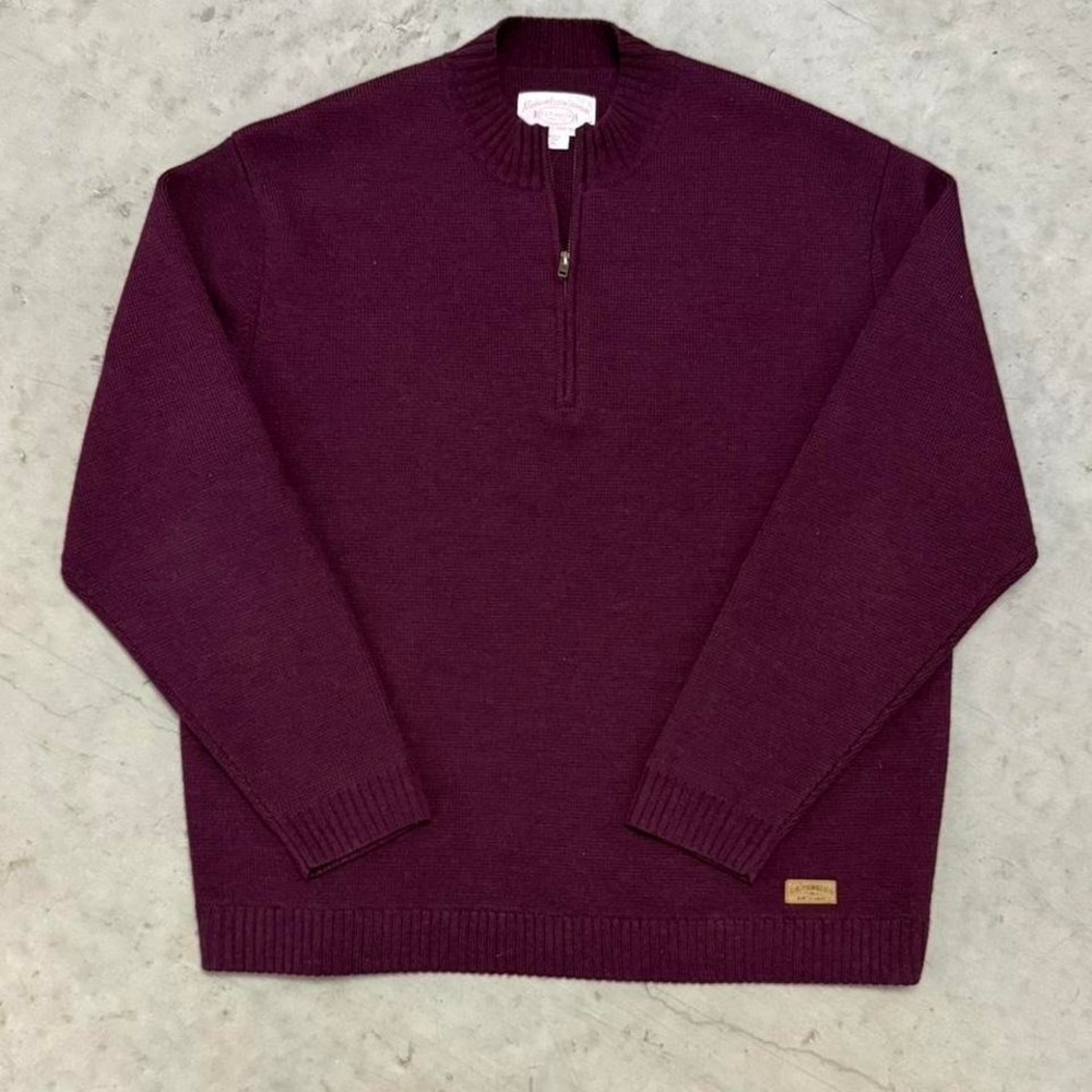 Filson 100% Wool Maroon Quarter Zip Knit Sweater